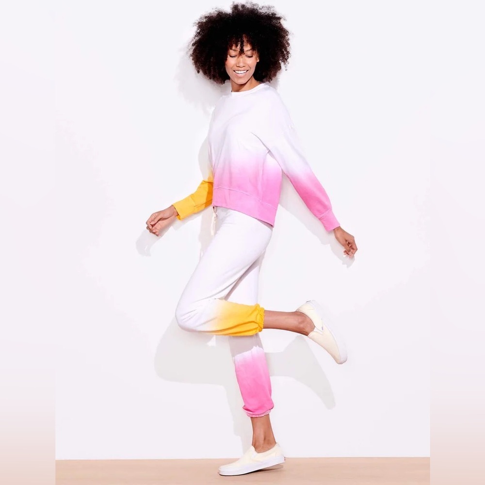 NWT Sundry Revolve Dip Dye Sweatpants & Sweatshirt Women’s Size 2 = Medium Pink